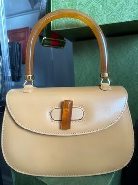 Gucci Vintage Resin Top Handle Flap Bag Leather Small
